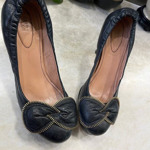 SEE BY Chloe black leather zipper pumps Sz 39/9 - Picture 2 of 10